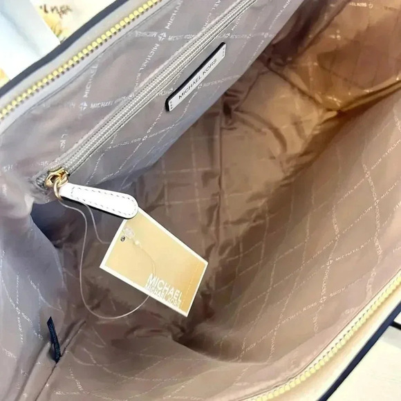 Michael Kors Purse MK Avril Extra-Large Leather and Suede Tote Bag LT Cream - Picture 8 of 11